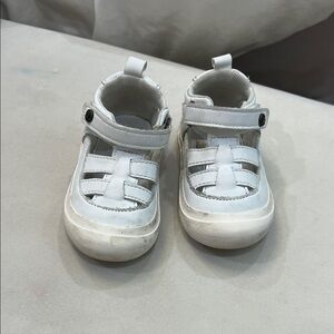 BearPaw White Baby Walker Sandals with Velcro Strap